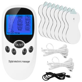 Electric Muscle Stimulator Dual Channels Pulse Massager Pain Relief Therapy Tens Device with Electrode Pads Wires