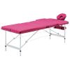 Foldable Massage Table 3 Zones Aluminum Pink