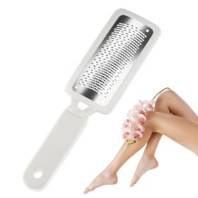 White Double Sided Callus Remover for Feet. Stainless Steel Foot File. Professional Pedicure Foot File Callus Remover with Ergonomic Handle