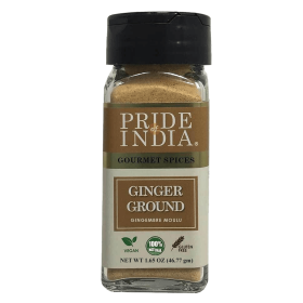 Pride of India | Ginger Fine Ground 1.65 oz (46.77 gm) Small Dual Sifter Jar | Easy to Use Blends Well | Perfect for Cooking, Baking, Tea, Curries