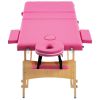 Foldable Massage Table 3 Zones Wood Pink