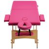 Foldable Massage Table 2 Zones Wood Pink