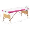 Foldable Massage Table 3 Zones Wood White and Pink