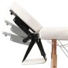 Cream White Foldable Massage Table 2 Zones with Wooden Frame