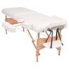 2-Zone Folding Massage Table and Stool Set 3.9" Thick White