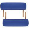 Blue Foldable Massage Table 2 Zones with Wooden Frame