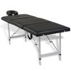 Black Foldable Massage Table 4 Zones with Aluminum Frame