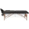 Black Foldable Massage Table 2 Zones with Wooden Frame