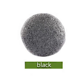 Natural Round Shap Konjac Sponge Face Cleaning Sponge (Color: BLACK)