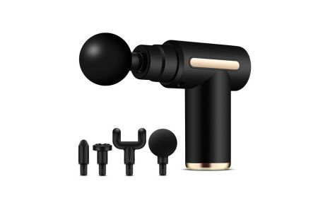 Mini Powerful Deep Tissue Muscle Relax Massager Fascia Gun Drill (Color: BLACK)